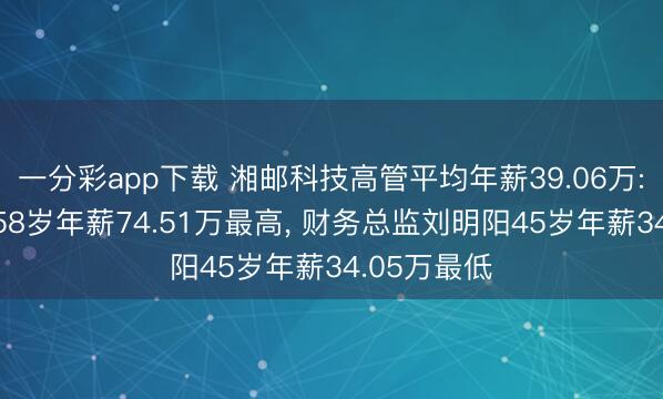 一分彩app下载 湘邮科技高管平均年薪39.06万: 总裁张华58岁年薪74.51万最高, 财务总监刘明阳45岁年薪34.05万最低